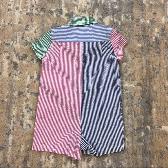Ralph Lauren Striped Seersucker One Piece Romper Pink Blue Green white 3 Months - Picture 2 of 5